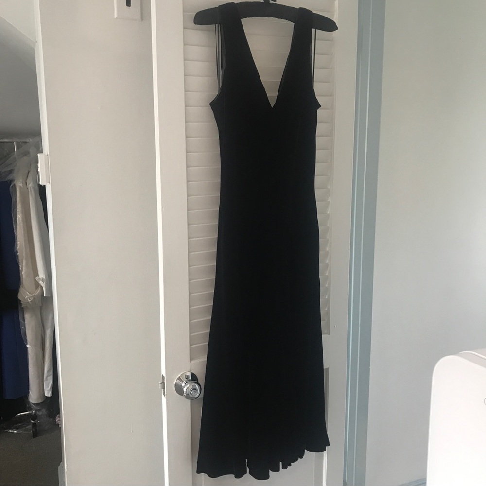 HOLIDAY! NEW LAUREN Ralph Lauren  silk rayon black velvet dress 12 NWT